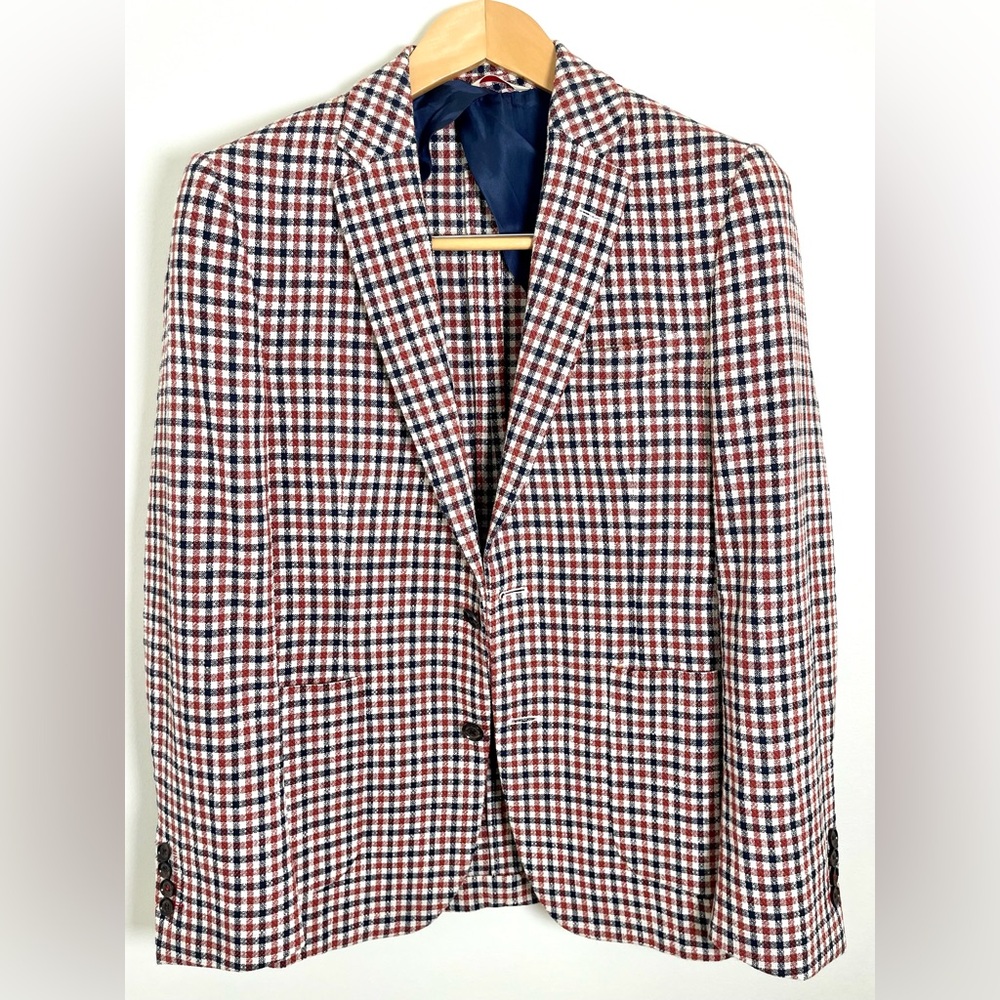 Brooks Brothers Orange and blue check sports coat 38R
